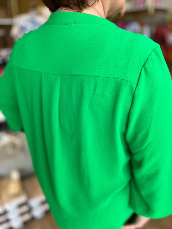 "Sweet Grace" Curvy Green Blouse