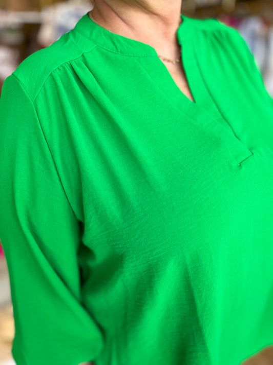 "Sweet Grace" Curvy Green Blouse