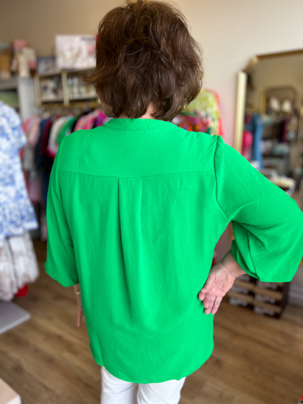 "Sweet Grace" Curvy Green Blouse