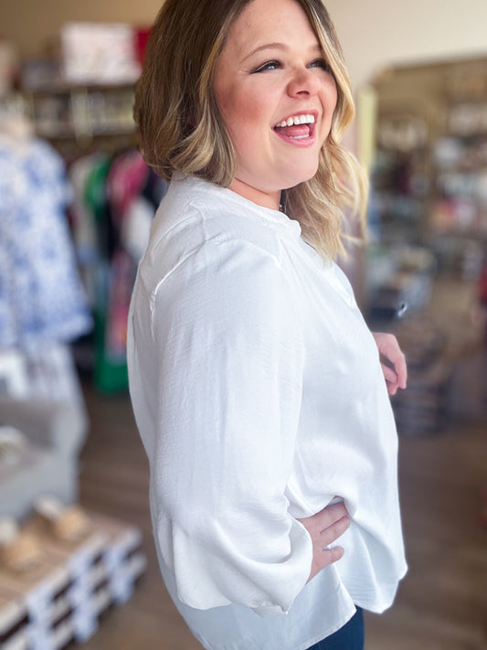 "Sweet Grace" Curvy White Blouse