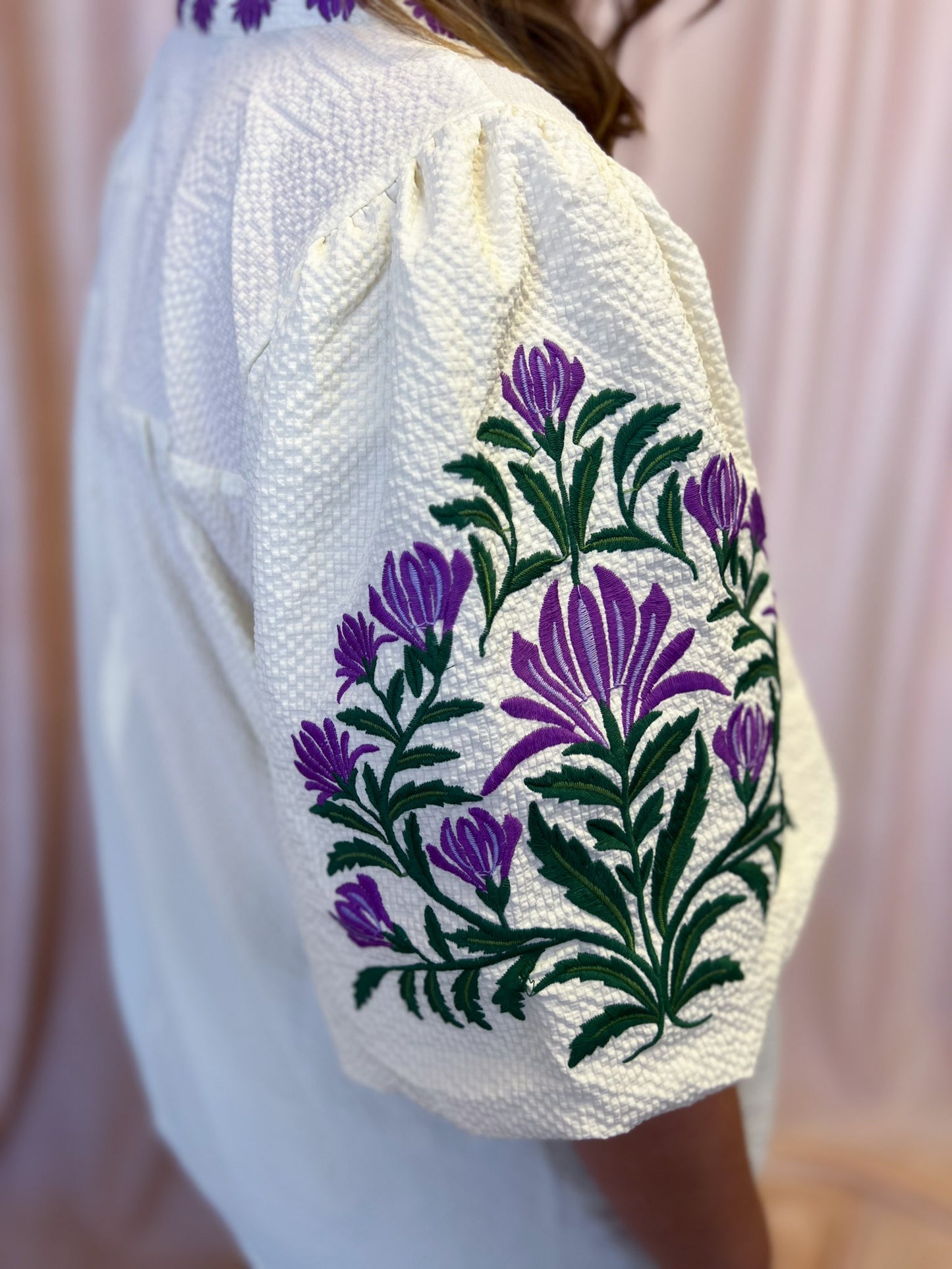 A Midsummer Night’s Dream Curvy Cream Embroidered Top