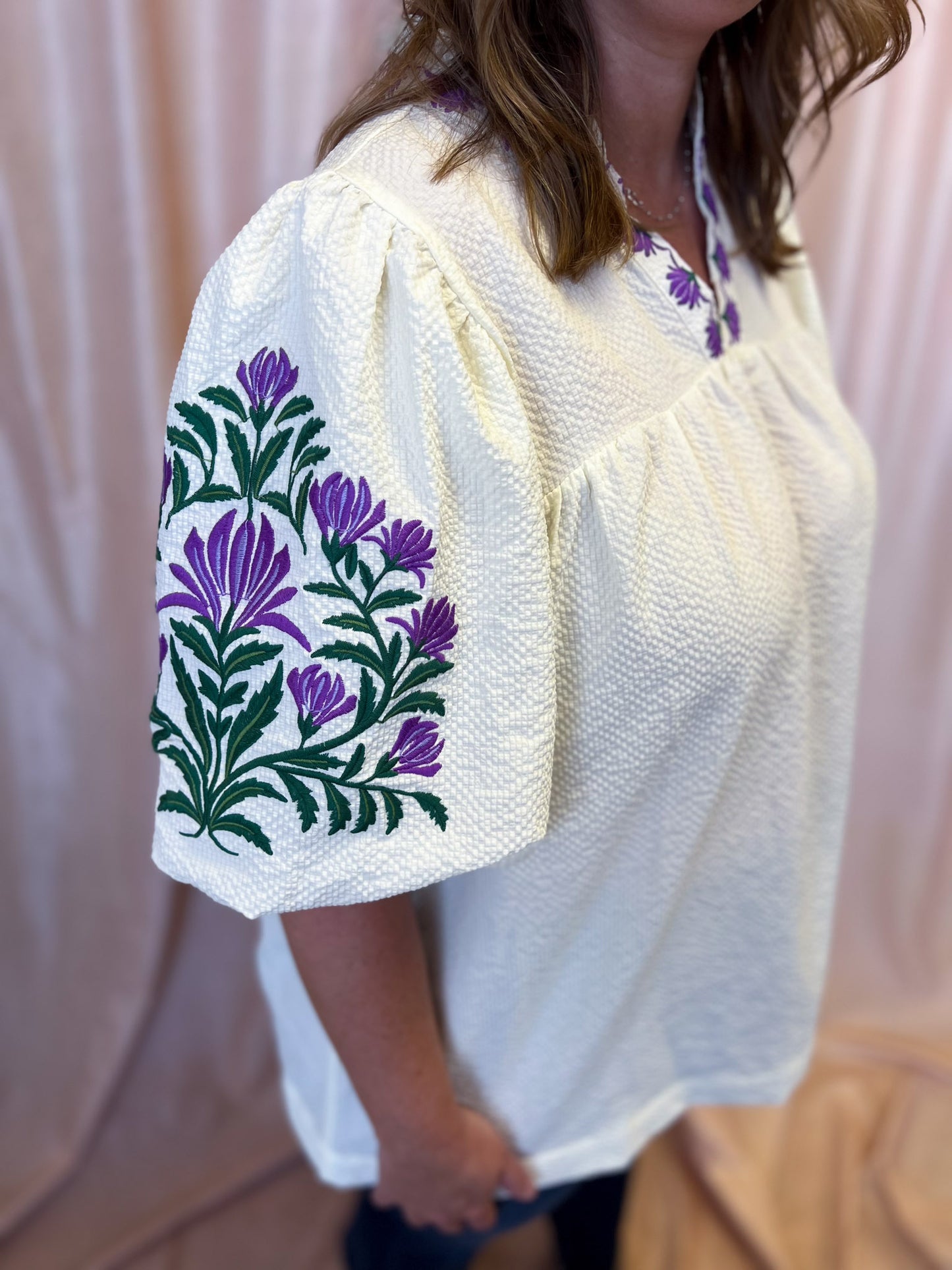 A Midsummer Night’s Dream Curvy Cream Embroidered Top