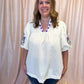 A Midsummer Night’s Dream Curvy Cream Embroidered Top