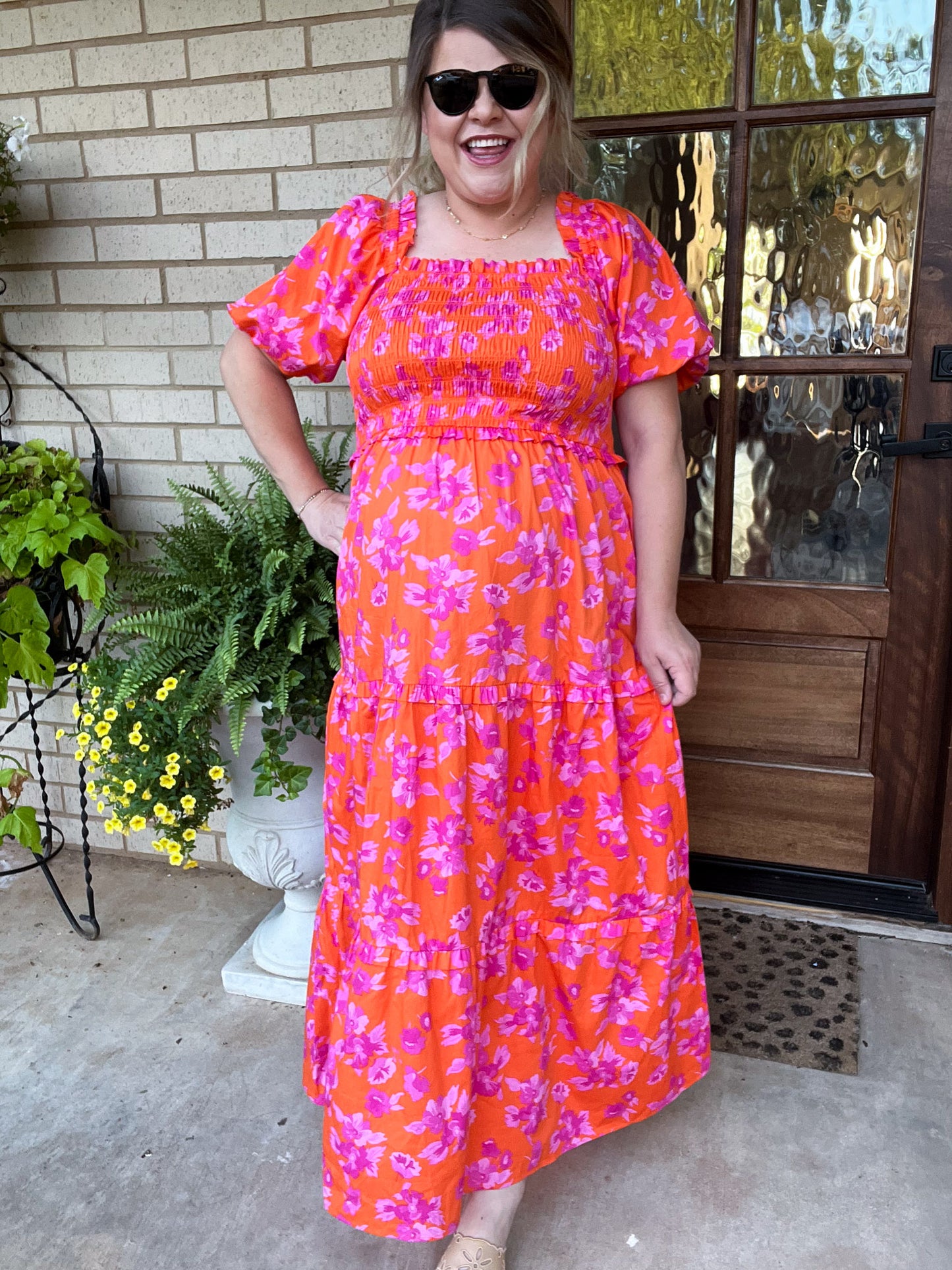Bellini & Brunch Plus-Size Floral Smocked Maxi Dress