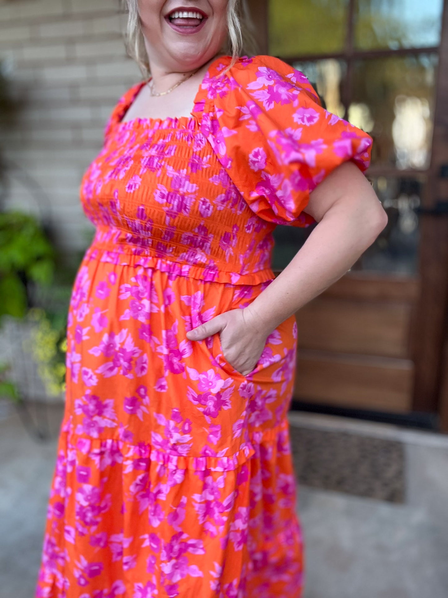 Bellini & Brunch Plus-Size Floral Smocked Maxi Dress