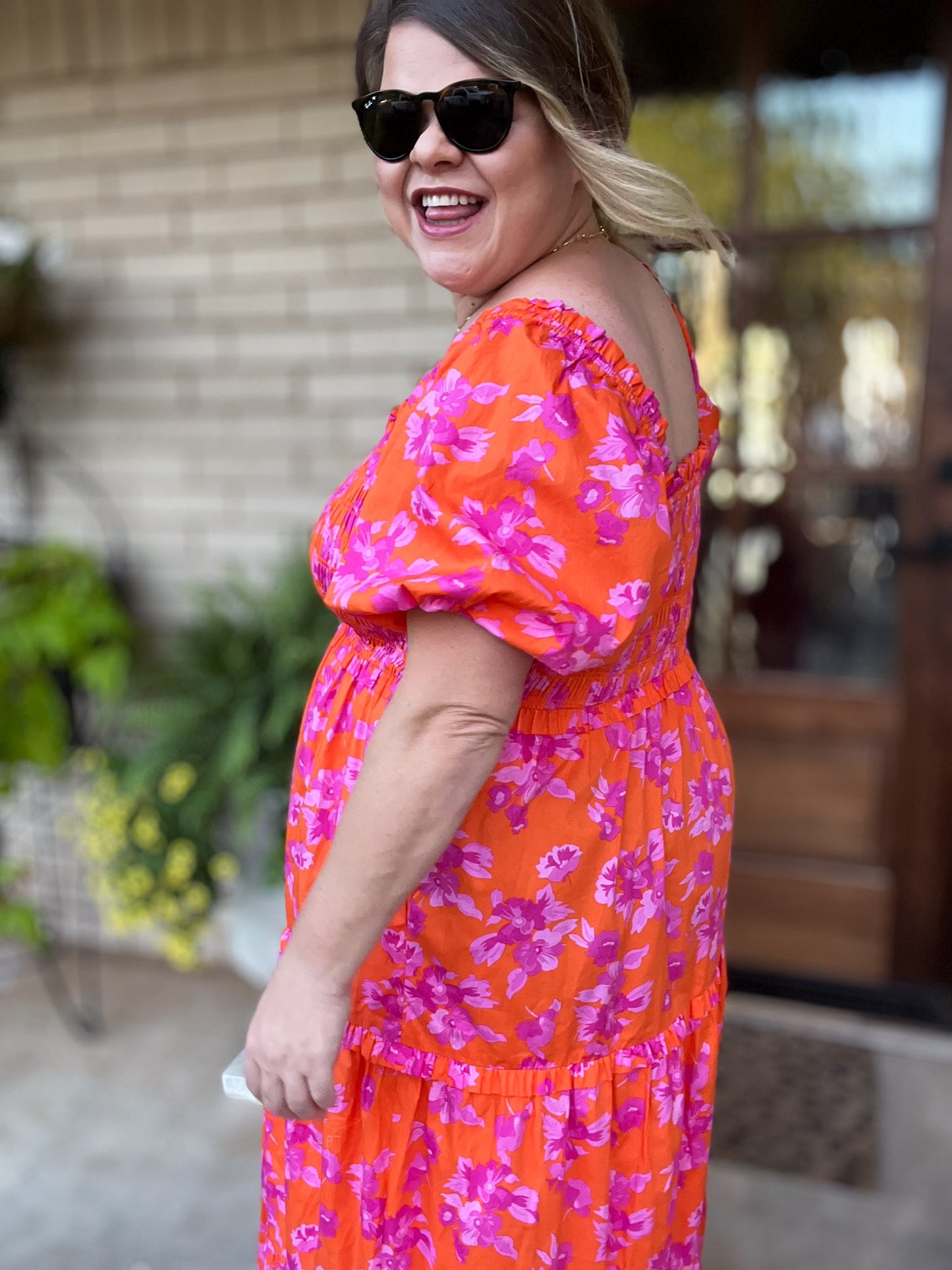 Bellini & Brunch Plus-Size Floral Smocked Maxi Dress