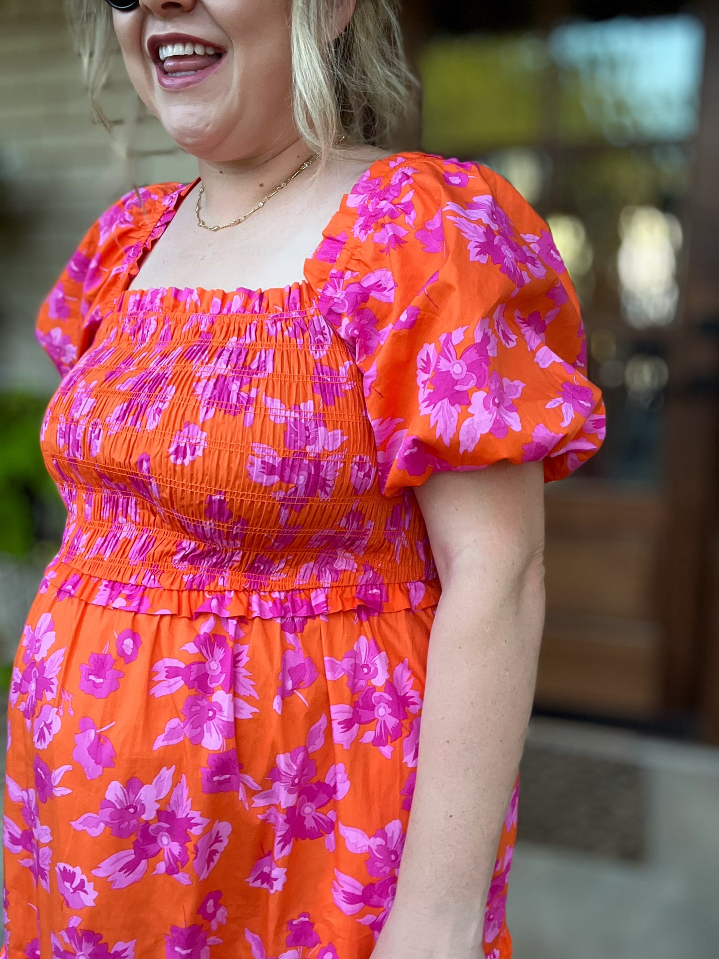 Bellini & Brunch Plus-Size Floral Smocked Maxi Dress