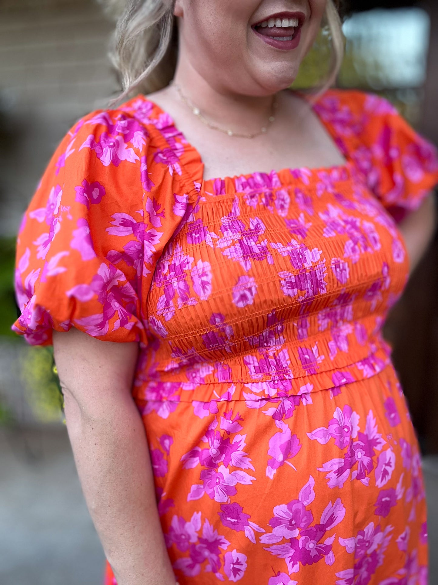 Bellini & Brunch Plus-Size Floral Smocked Maxi Dress