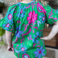 Bloom & Grow Plus-Size Green Floral Ruffle Top