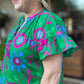 Bloom & Grow Plus-Size Green Floral Ruffle Top