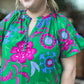 Bloom & Grow Plus-Size Green Floral Ruffle Top