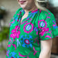 Bloom & Grow Plus-Size Green Floral Ruffle Top