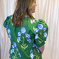 From Summer to Fall Curvy Green Floral Blouse