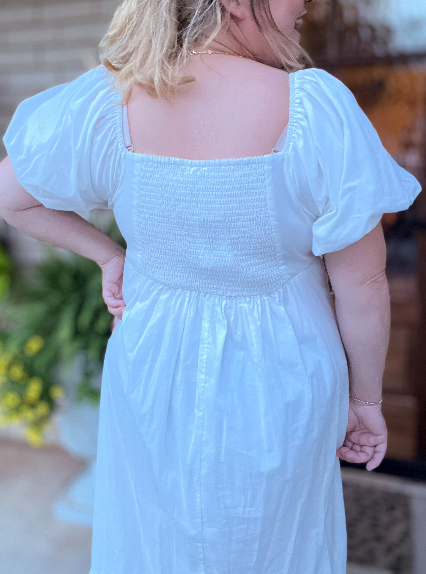 Going to the Chapel Plus-Size White Puff Sleeve Maxi Dress