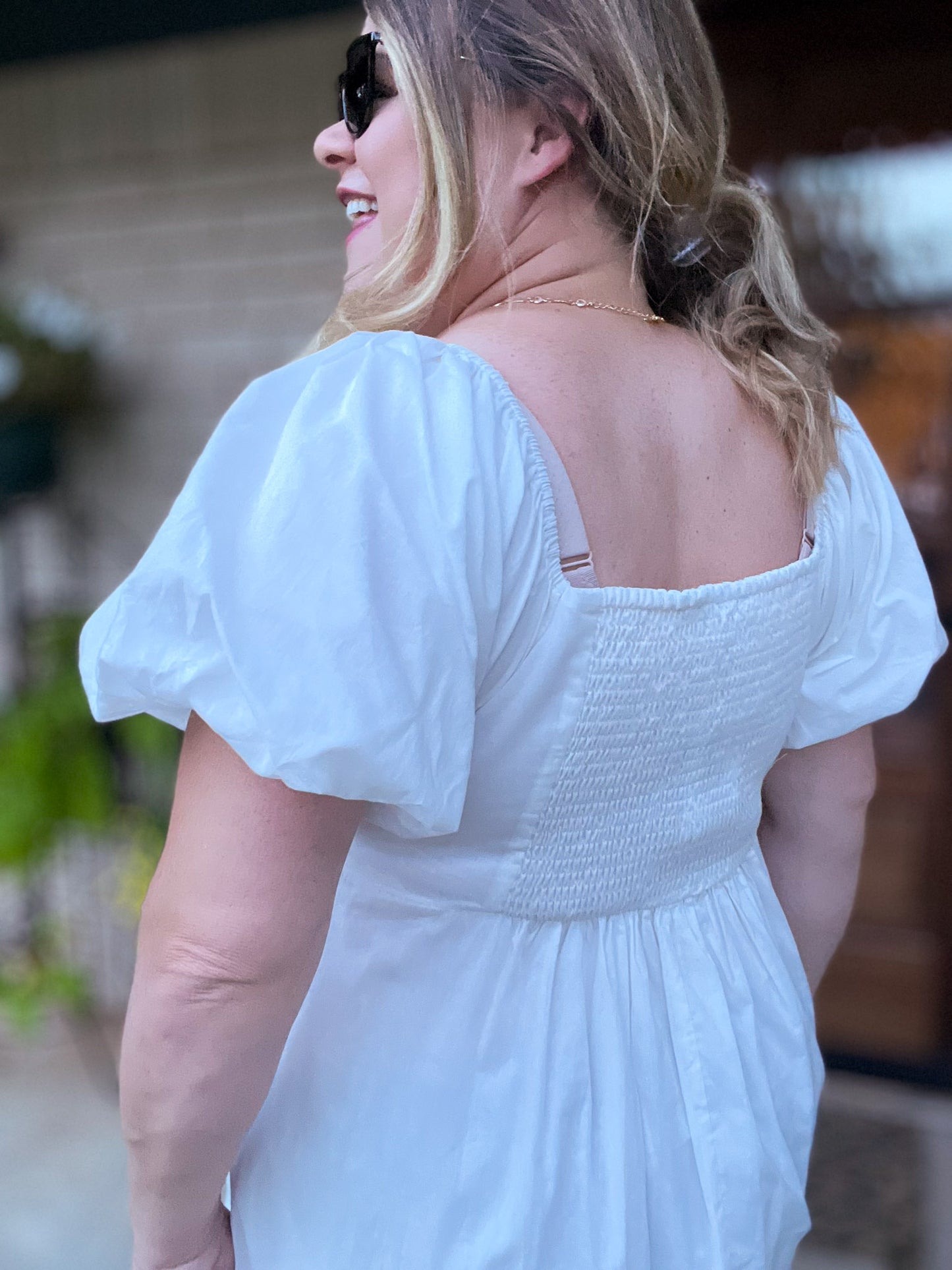 Going to the Chapel Plus-Size White Puff Sleeve Maxi Dress
