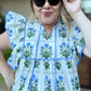Long Hot Summer Day Curvy Floral Flutter Sleeve Top