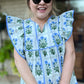 Long Hot Summer Day Curvy Floral Flutter Sleeve Top