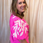 Neon & Nonsense Curvy Bright Pink Embroidered Top