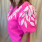 Neon & Nonsense Curvy Bright Pink Embroidered Top