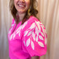 Neon & Nonsense Curvy Bright Pink Embroidered Top