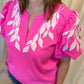 Neon & Nonsense Curvy Bright Pink Embroidered Top
