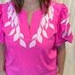 Neon & Nonsense Curvy Bright Pink Embroidered Top