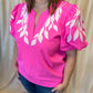 Neon & Nonsense Curvy Bright Pink Embroidered Top