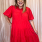 Red Hot Summer Sizzle Curvy Tiered Mini Dress