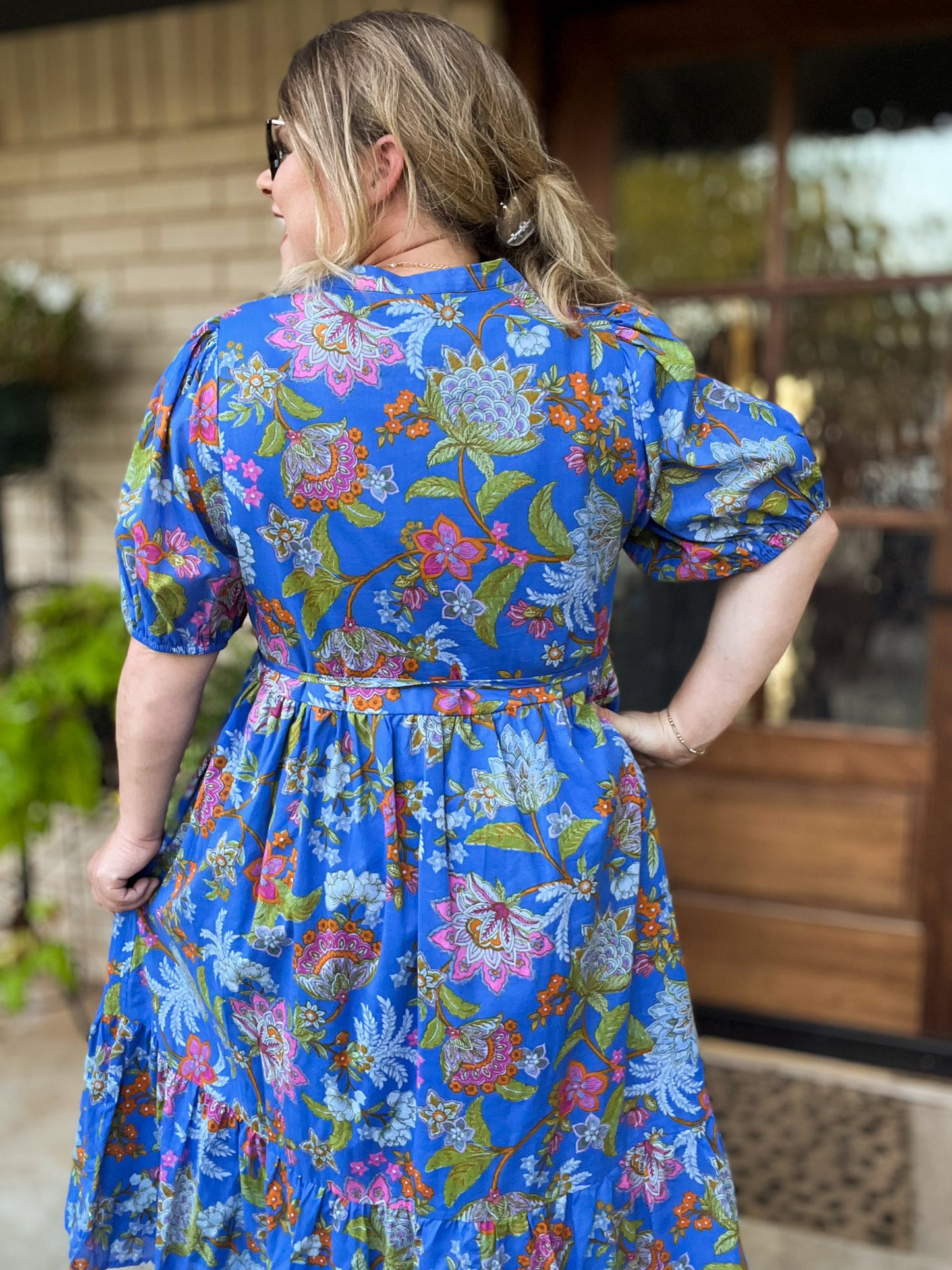 Sunlit Florals Plus-Size Button Down Midi Dress