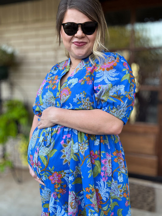Sunlit Florals Plus-Size Button Down Midi Dress