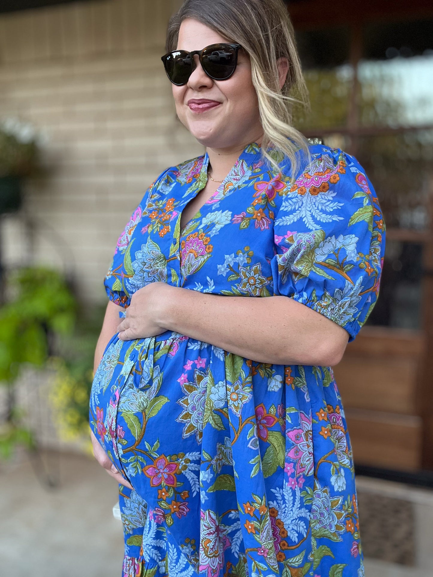 Sunlit Florals Plus-Size Button Down Midi Dress
