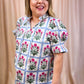 Take it Easy Curvy Floral Grid Top
