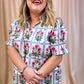 Take it Easy Curvy Floral Grid Top
