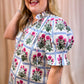 Take it Easy Curvy Floral Grid Top