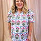 Take it Easy Curvy Floral Grid Top