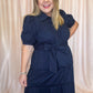 The Maine Event Plus-Size Navy Tiered Midi Dress