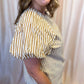 Timeless in Tan Plus-Size Beige Stripe Button Top