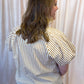 Timeless in Tan Plus-Size Beige Stripe Button Top