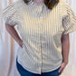 Timeless in Tan Plus-Size Beige Stripe Button Top