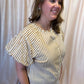 Timeless in Tan Plus-Size Beige Stripe Button Top
