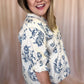 Water's Edge Curvy Dusty Blue Damask Top
