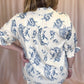 Water's Edge Curvy Dusty Blue Damask Top