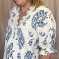 Water's Edge Curvy Dusty Blue Damask Top