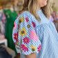 "Life's a Picnic" Plus-Size Gingham Floral Sleeve Top