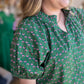 "Dainty Delights" Plus-Size Green & Pink Daisy Top