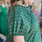 "Dainty Delights" Plus-Size Green & Pink Daisy Top