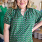 "Dainty Delights" Plus-Size Green & Pink Daisy Top