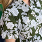 "Morning Glory Glamour" Plus-Size Olive Green Floral Midi Dress