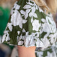 "Morning Glory Glamour" Plus-Size Olive Green Floral Midi Dress