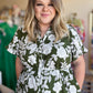 "Morning Glory Glamour" Plus-Size Olive Green Floral Midi Dress